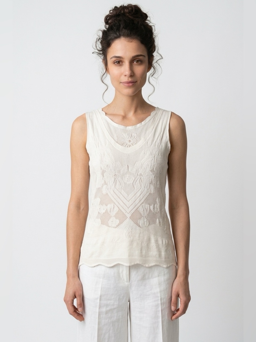 Fully fashioned reversible lace tank